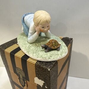 Vintage Boy W Turtle Figurine Remember When Finish Line Frances Hook W Box Mint